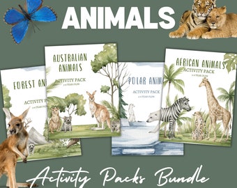 ANIMALS BUNDLE, Forest Animals, Australian Animals, African Animals, Polar Animals, Homeschool, Instant Download