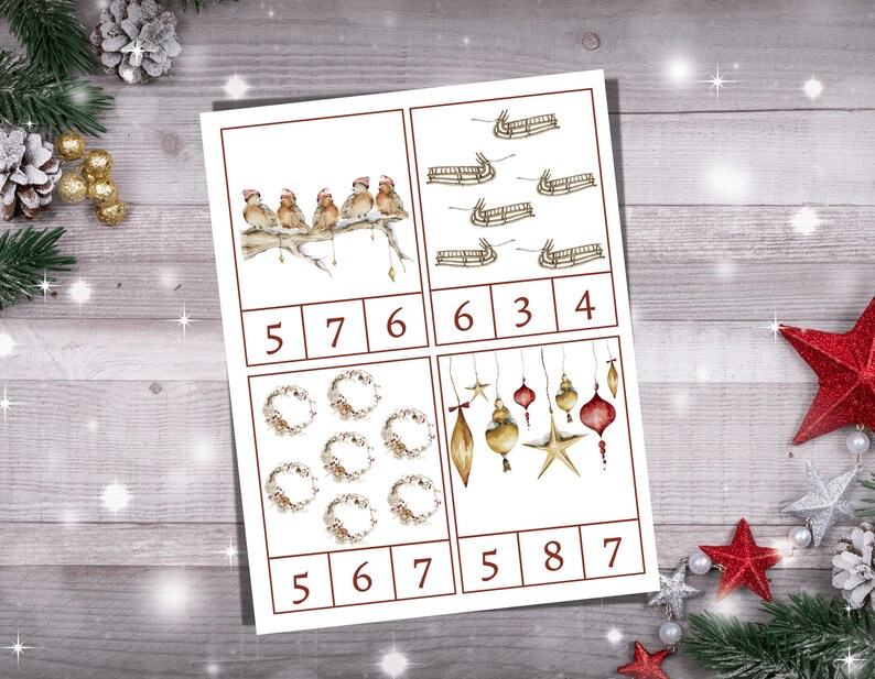 WINTER Count and Clip Cards, 1 to 12 Counting, Forest Theme, Christmas ...