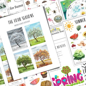 The Four Seasons Nature Study, Seasons Activities, Science, Handwriting, Homeschool Printable, Montessori, Homeschool INSTANT DOWNLOAD