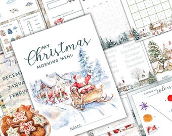 CHRISTMAS MORNING MENU, Homeschool Printables, Instant Download