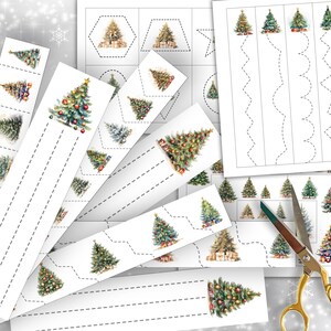 May include: A set of printable Christmas tree tracing worksheets for kids. The worksheets feature a variety of Christmas trees with different shapes and sizes. The trees are decorated with ornaments and lights. The worksheets are perfect for helping children learn to trace lines and shapes.