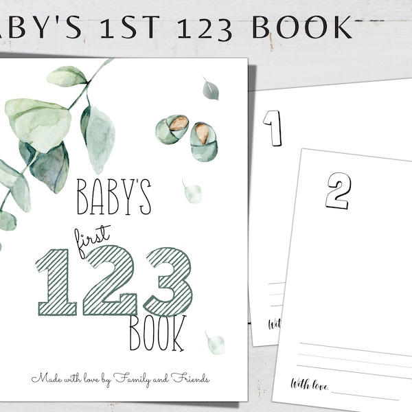 Baby's First 123 Book, Printable 123 Book, Baby's First Numbers Book, DIY 123 Book, My First 123 book, Baby Shower