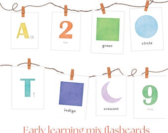 Early Learning Flashcards, ABC, Numbers, Shapes and Colors, Instant Download