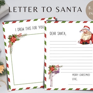 Carta a Santa, Querido Santa, Carta imprimible a Santa, Lista de deseos de Navidad, Imprimible, Carta de Navidad para niños