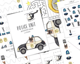 POLICE UNIT Pre-K and K Activity Pack, Homeschool, Digital, Instant DOWNLOAD