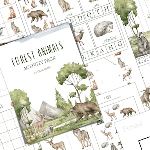 Pack d'activités Animaux de la forêt pour la prématernelle et la maternelle, École à la maison, numérique, TÉLÉCHARGEMENT IMMÉDIAT