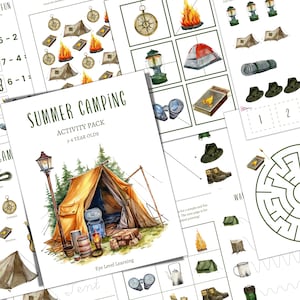CAMPING Pre-K and K Activity Pack, Homeschool, Digital, Instant DOWNLOAD