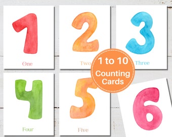 NUMBER Cards, 1 to 10 Counting, Toddler Activity, Printable, Instant Download