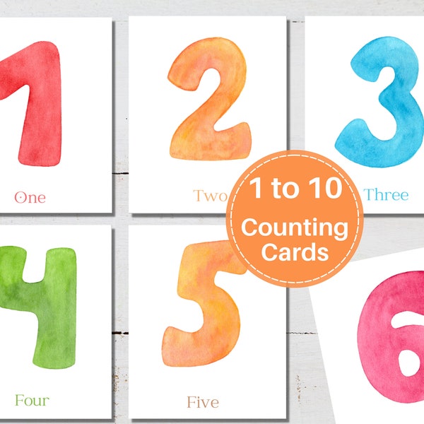 NUMBER Cards, 1 to 10 Counting, Toddler Activity, Printable, Instant Download