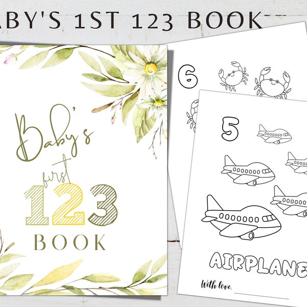 Babys erste 123 Buch, druckbare 123 Buch, Babys erste Zahlen Buch, DIY 123 Buch, mein erstes 123 Buch, Baby Shower