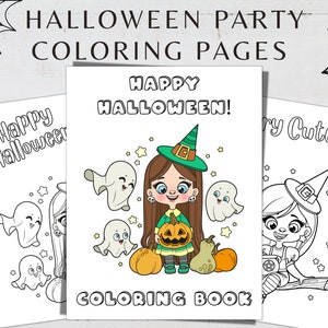 HALLOWEEN Coloring Pages, Kids Party Activity, Kids Table Activity, PDF File, Instant Download