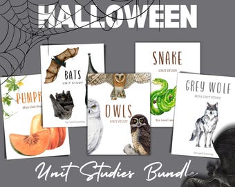 HALLOWEEN NATURE BUNDLE, Snake, Bat, Pumpkin, Wolf Unit Studies, Homeschool, Instant Download