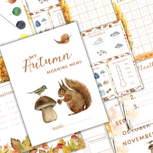 Menu AUTOMNE/AUTOMNE MATIN, imprimables pour l'école à la maison, téléchargement immédiat