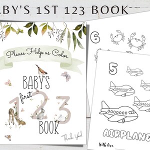 Baby&#39;s First 123 Book, Printable 123 Book, Baby&#39;s First Numbers Book, DIY 123 Book, My First 123 book, Baby Shower