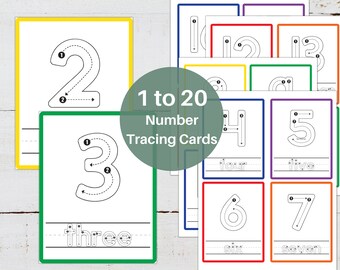 Tarjetas de rastreo NÚMERO, 1 a 20, DESCARGA INSTANTÁNEA