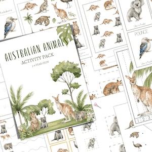 AUSTRALISCHE Tiere Pre-K und K Aktivitätspaket, Homeschool, Digital, INSTANT DOWNLOAD
