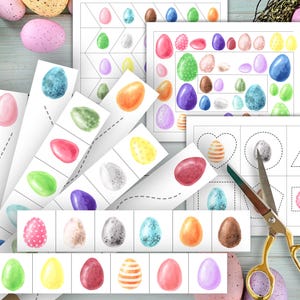 EASTER EGGS Cutting Strips, Scissor Practice, Preschool printable, Homeschool activity