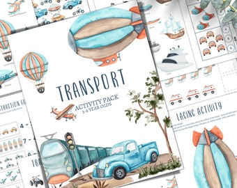 TRANSPORT Pre-K and K Activity Pack, Homeschool, Digital, Instant Download