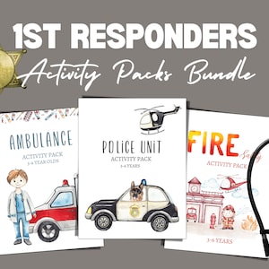 FIRST RESPONDERS BUNDLE, Fire Station, Police Unit and Ambulance Activity Packs, Instant Download