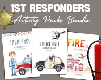 FIRST RESPONDERS BUNDLE, Fire Station, Police Unit and Ambulance Activity Packs, Instant Download