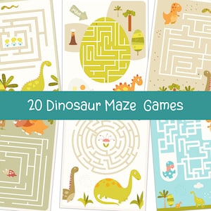 Dinosaurs Themed Maze Activity Pages for Kids, Home School, INSTANT DOWNLOAD