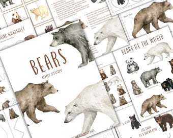 BEARS Unit Study and Activity Pack, Homeschool, Digital, INSTANT DOWNLOAD