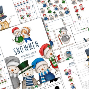 SNOWMEN Pre-K and K Activity Pack, Homeschool, Digital, Instant DOWNLOAD