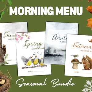 PAQUETE DE MENÚ DE LA MAÑANA, Menús de la mañana de primavera, verano, otoño e invierno, educación en el hogar, descarga instantánea