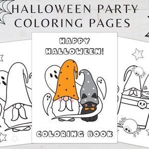 HALLOWEEN Gnome Coloring Pages, Kids Party Activity, Kids Table Activity, PDF File, Instant Download