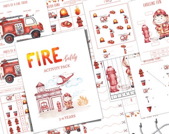 FIRE SAFETY Pre-K and K Activity Pack, Homeschool, Digital, Instant DOWNLOAD