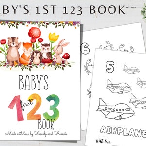 Baby&#39;s First 123 Book, Printable 123 Book, Baby&#39;s First Numbers Book, DIY 123 Book, My First 123 book, Baby Shower