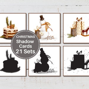 NAVIDAD Coincidencia de sombras, Coincidencia de siluetas, Montessori en casa, Recurso imprimible de educación en el hogar, DESCARGA instantánea
