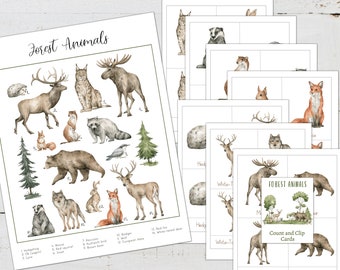 FOREST ANIMALS Mini Poster + 3-Part Cards, Homeschool, Montessori, Instant Download