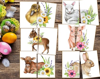PRIMAVERA Quebra-cabeças simples de animais de fazenda, para impressão, atividades pré-escolares, quebra-cabeças de aprendizagem infantil em casa