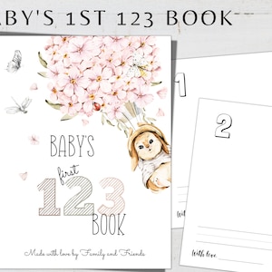 Baby&#39;s First 123 Book, Printable 123 Book, Baby&#39;s First Numbers Book, DIY 123 Book, My First 123 book, Baby Shower