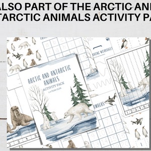 K&ouml;nnte beinhalten: Ein Aktivit&auml;tspaket f&uuml;r Kinder im Alter von 3-6 Jahren mit Illustrationen von arktischen und antarktischen Tieren. Auf dem Cover steht "Arctic and Antarctic Animals Activity Pack". Enth&auml;lt Malvorlagen, Zahlen&uuml;bungen und Tierillustrationen.
