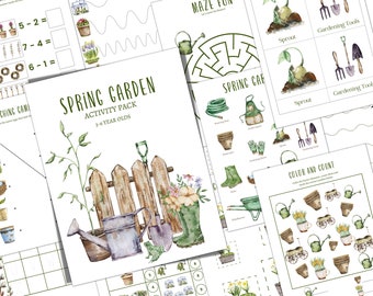 SPRING GARDEN Pre-K and K Activity Pack, Homeschool, Digital, Instant DOWNLOAD