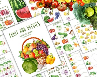 FRUIT & VEGGIES Pre-K en K activiteitenpakket, thuisonderwijs, digitaal, direct DOWNLOAD