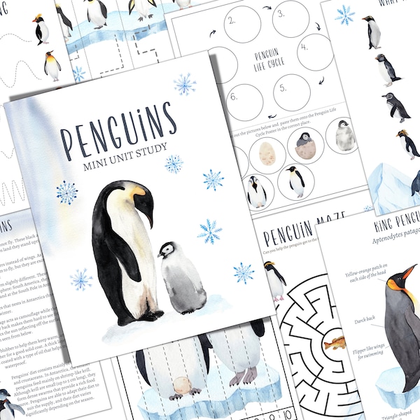 PENGUINS Unit Study, Life Cycle, Anatomy, Nature Study, Science, Homeschool, Montessori, INSTANT DOWNLOAD