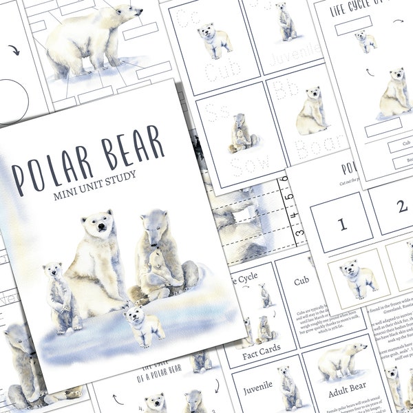 POLAR Bear Mini Unit Study, Life Cycle, Anatomy, Nature Study, Science, Homeschool, Montessori, INSTANT DOWNLOAD