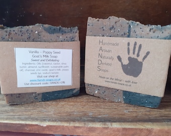 Vanilla-Poppy Seed Goat's Milk Soap - enriched with moisturising shea butter and almond oil!