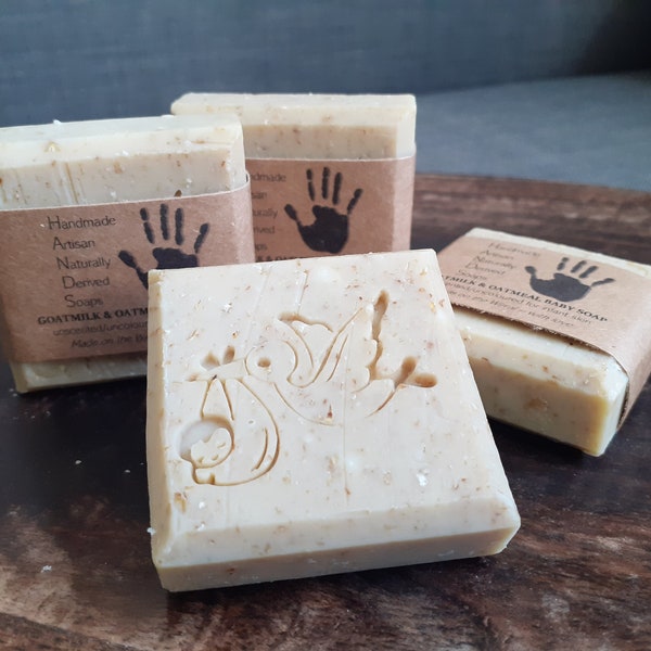 Set of 3 Mini Baby Soap Bars - goatmilk and oatmeal, unscented & uncoloured for infant skin!