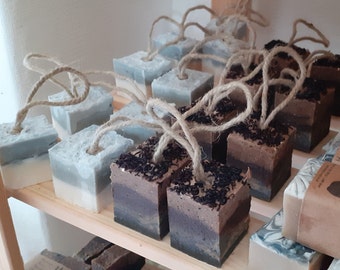 Soap on a Rope : Coffee & Chocolate Layers or Dead Sea Salt - Goat's Milk Bar