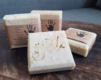 Set of 3 Mini Baby Soap Bars - goatmilk and oatmeal, unscented & uncoloured for infant skin!