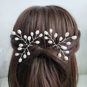 Pearl Hair Pin Set of 2, Bridal Hair Pin, Pearl Up-do, Hair up-do with pearls, Pearl clips