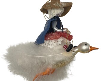 Christopher Radko "Mother Goose Flight" Italiaans glazen vintage kerstornament voor verzamelaars