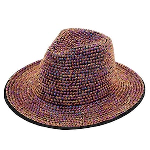 Multi color Rhinestone Fedora Hat