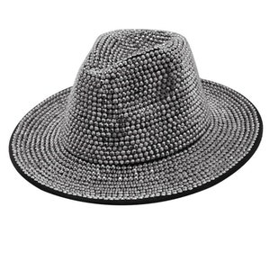 Gray Rhinestone Fedora Hat