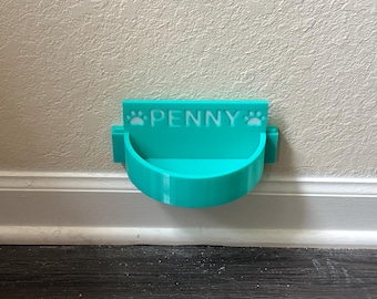 Custom Wall-Mounted Dog / Cat Bowl with Name Plate