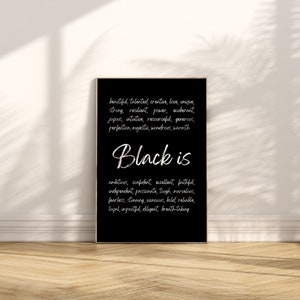 Black Is Poster, Printable Black Art, Empowerment Art, Self Love Decor, Black Pride, Definition Print, Housewarming Gift, Black Culture